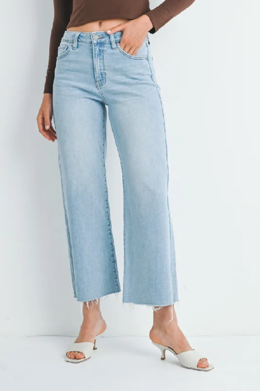 Frankie Slim Wide Leg Ankle Jean in Light Wash